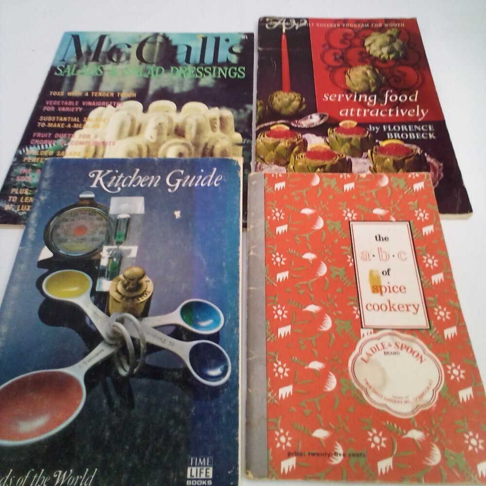 Vintage Cookbook Kitchen Guide Serving Food Books Lot of 4 50's 60's
